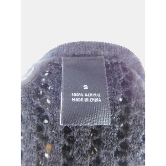 New Directions Black Crochet Fringe Duster Vest Boho Witch S - Picture 10 of 12